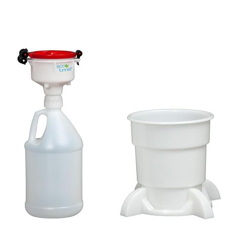 نظام ECO Funnel® مقاس 4 بوصة، إبريق HDPE سعة 1 جالون، حاوية ثانوية بقاعدة، غطاء أحمر in Kuwait