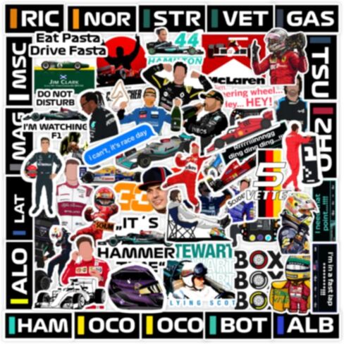 120Pcs Motorsport Sticker Pack – Premium F1 Vinyl Racing Decals, Waterproof Scratch-Resistant Stickers for Formula 1 Fans, Cars, Laptops, Helmets, Bottles, Unique Gifts for Men, Women & Kids in Saudi Arabia