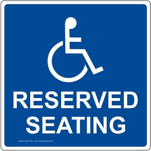 ملصق ملصق الجلوس المحجوز من ComplianceSigns.com مع رمز، مقاس 6x6 بوصة. فينيل يسهل الوصول إليه، صنع في الولايات المتحدة الأمريكية in Kuwait
