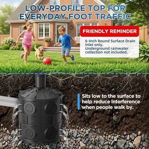 6 Inch Round Surface Drain Inlet with Grate for Underground Dry Well Cover, Dry Well Not Included in Kuwait