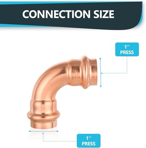 5 Pcs Seelink Press Copper 90-Degree Elbow, 1" P x 1" P Pressure Fittings for Copper Tubing in Kuwait
