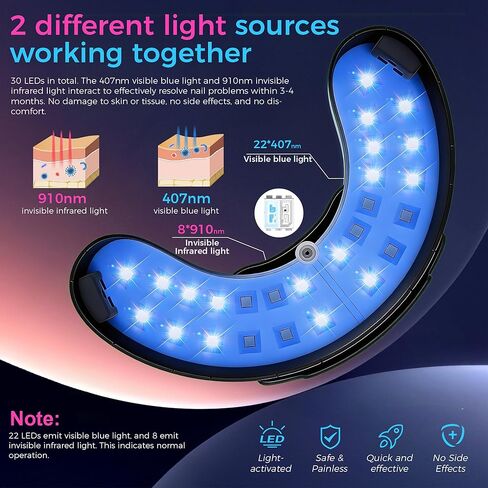 جهاز علاج فطريات الأظافر بالليزر LED - علاج فطريات الأظافر، حل لأظافر القدم السميكة التالفة والمتغيرة اللون - أسود in Kuwait