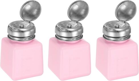 HARFINGTON 3pcs Solvent Alcohol Dispenser 250ml(8.5oz) Push Down Liquid Dispenser Pump Bottle with Sealing Stainless Steel Lid for Acetone Cleanser Polish Remover, White in Saudi Arabia
