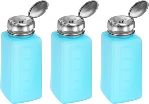 HARFINGTON 3pcs Solvent Alcohol Dispenser 250ml(8.5oz) Push Down Liquid Dispenser Pump Bottle with Sealing Stainless Steel Lid for Acetone Cleanser Polish Remover, White in Saudi Arabia