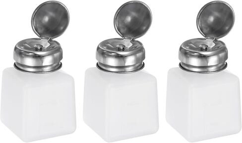 HARFINGTON 3pcs Solvent Alcohol Dispenser 250ml(8.5oz) Push Down Liquid Dispenser Pump Bottle with Sealing Stainless Steel Lid for Acetone Cleanser Polish Remover, White in Saudi Arabia