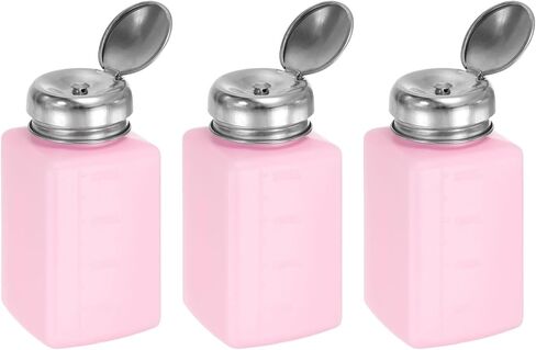 HARFINGTON 3pcs Solvent Alcohol Dispenser 250ml(8.5oz) Push Down Liquid Dispenser Pump Bottle with Sealing Stainless Steel Lid for Acetone Cleanser Polish Remover, White in Saudi Arabia