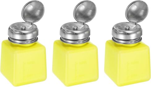 HARFINGTON 3pcs Solvent Alcohol Dispenser 250ml(8.5oz) Push Down Liquid Dispenser Pump Bottle with Sealing Stainless Steel Lid for Acetone Cleanser Polish Remover, White in Saudi Arabia