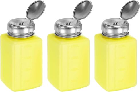 HARFINGTON 3pcs Solvent Alcohol Dispenser 250ml(8.5oz) Push Down Liquid Dispenser Pump Bottle with Sealing Stainless Steel Lid for Acetone Cleanser Polish Remover, White in Saudi Arabia