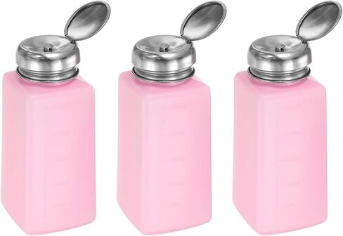 HARFINGTON 3pcs Solvent Alcohol Dispenser 250ml(8.5oz) Push Down Liquid Dispenser Pump Bottle with Sealing Stainless Steel Lid for Acetone Cleanser Polish Remover, White in Saudi Arabia