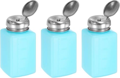 HARFINGTON 3pcs Solvent Alcohol Dispenser 250ml(8.5oz) Push Down Liquid Dispenser Pump Bottle with Sealing Stainless Steel Lid for Acetone Cleanser Polish Remover, White in Saudi Arabia