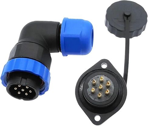 SP20 IP68 waterproof connector flange socket 7/8/9/12/14Pin 90 degree elbow(9 pin) in Saudi Arabia