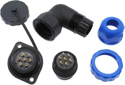 SP20 IP68 waterproof connector flange socket 7/8/9/12/14Pin 90 degree elbow(9 pin) in Saudi Arabia