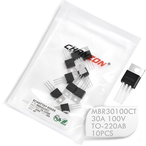 (عبوة من 10 قطع) صمامات ثنائية مقوم حاجز شوتكي MBR30100CT من شانزون 30 أمبير 100 فولت TO-220AB (TO-220) 30 أمبير 100 فولت in Kuwait
