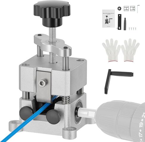 CREWORKS Wire Stripper Machine, 0.06"-1" Manual Wire Stripping Machine, Drill Compatible Copper Wire Stripping Tool for Scrap Wire with 2 Feed Hole Plates, Wire Stripper Power Tool for Cable Recycling in Saudi Arabia
