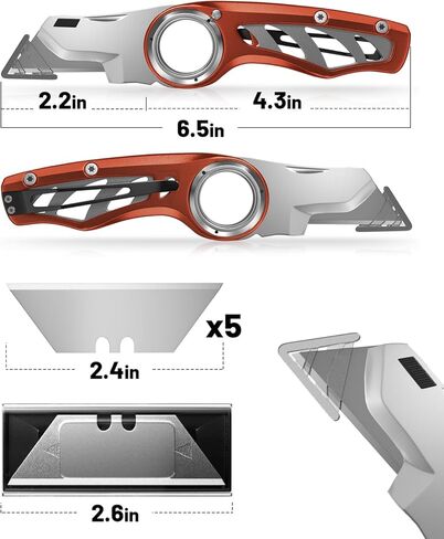 Folding Utility Knife Pocket Knife, Heavy-Duty Box Cutter with Anti Slip Finger Loop, Quick Change Blade Razor Knife, Box Cutters for Home, Office, Warehouse, Durable Razor Knife, Box Knife (Brown) in Saudi Arabia