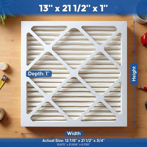 فلتر هواء Aerostar 13x21.5x1 MERV 8 مطوي، 6 عبوات، فلتر فرن التيار المتردد، فلتر HVAC للمنزل (الحجم الفعلي: 12.875x21.5x0.75) in Kuwait