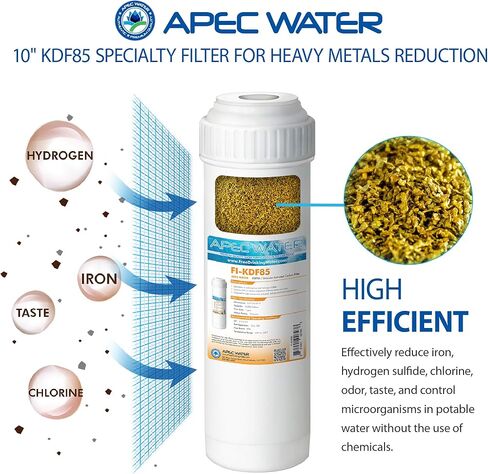 أنظمة المياه APEC FI-KDF85 فلتر مياه متخصص لتقليل كبريتيد الحديد والهيدروجين، 2.5 بوصة × 10 in Kuwait