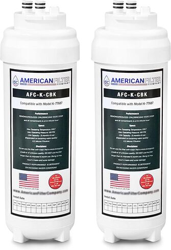 American Filter Company® Model # AFC-K-CBK Aquifer Water Filters, Compatible with Kohler K-77687, K77686, K29638, K-77685-NA, K29651 2Pk - AFC-K-CBK-2P in Kuwait