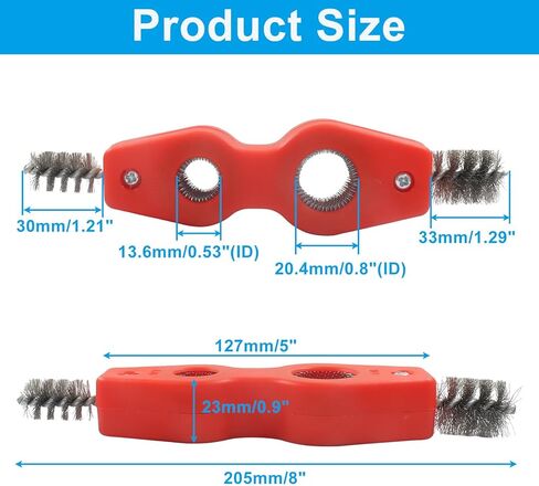 1 PCS 4 in 1, 1/2 in and 3/4 in Copper Tubing Brush, Stainless Steel Coppers Tubing Wire Brush Cleaning Inside and Outside Thread, Anti-Corrosion Battery Terminals (Red) in Saudi Arabia