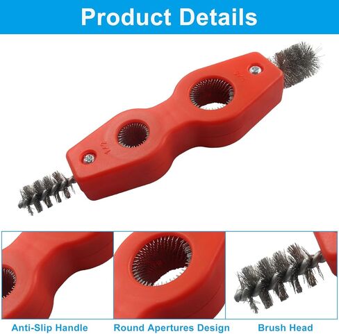 1 PCS 4 in 1, 1/2 in and 3/4 in Copper Tubing Brush, Stainless Steel Coppers Tubing Wire Brush Cleaning Inside and Outside Thread, Anti-Corrosion Battery Terminals (Red) in Saudi Arabia