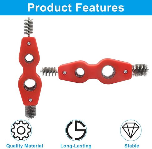 1 PCS 4 in 1, 1/2 in and 3/4 in Copper Tubing Brush, Stainless Steel Coppers Tubing Wire Brush Cleaning Inside and Outside Thread, Anti-Corrosion Battery Terminals (Red) in Saudi Arabia