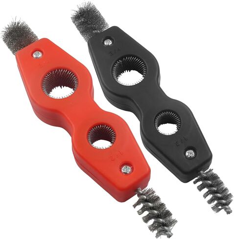 1 PCS 4 in 1, 1/2 in and 3/4 in Copper Tubing Brush, Stainless Steel Coppers Tubing Wire Brush Cleaning Inside and Outside Thread, Anti-Corrosion Battery Terminals (Red) in Saudi Arabia