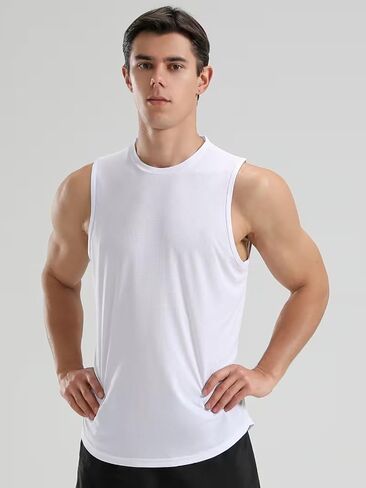 Men's Ice Silk Sleeveless Workout Shirts, Quick Dry Cooling Mesh Muscle Tees, Lightweight Breathable Athletic Tank Tops in Saudi Arabia