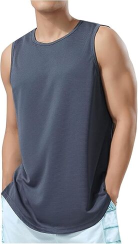 Men's Ice Silk Sleeveless Workout Shirts, Quick Dry Cooling Mesh Muscle Tees, Lightweight Breathable Athletic Tank Tops in Saudi Arabia