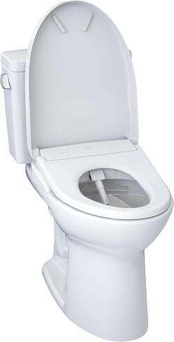 TOTO® Drake® WASHLET®+ مرحاض من قطعتين ممدود بارتفاع 1.6 GPF عالمي TORNADO FLUSH® مع مقعد بيديت معاصر S7A، قطن أبيض - MW7764736CSFG#01 in Kuwait