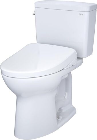 TOTO® Drake® WASHLET®+ مرحاض من قطعتين ممدود بارتفاع 1.6 GPF عالمي TORNADO FLUSH® مع مقعد بيديت معاصر S7A، قطن أبيض - MW7764736CSFG#01 in Kuwait