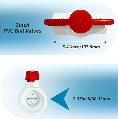 LESSO 2 بوصة صمامات كروية PVC، صمام كروي لإغلاق المياه، 2 بوصة صمامات كروية PVC منزلقة، مقبس SCH40 أبيض in Kuwait