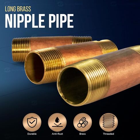لوازم Everflow NPBR1020 تركيبات أنابيب الحلمة النحاسية الطويلة مقاس 2 بوصة بقطر اسمي 1 بوصة ونهايات NPT in Kuwait