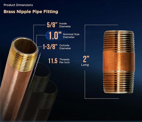 لوازم Everflow NPBR1020 تركيبات أنابيب الحلمة النحاسية الطويلة مقاس 2 بوصة بقطر اسمي 1 بوصة ونهايات NPT in Kuwait