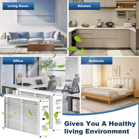 استبدال فلتر الهواء 16x25x4، متوافق مع هانيويل FC100A1029، مرشحات فرن MERV 13 HVAC AC القابلة للطي، الحجم الفعلي: 15.94 بوصة × 24.88 بوصة × 4.38 بوصة - عبوتان in Kuwait