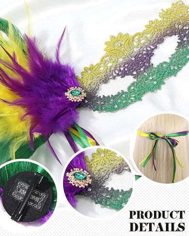 Mardi Gras Mask with Feathers - Venetian Masquerade Masks for Women Men Couples, Carnival Mask for Party in Saudi Arabia