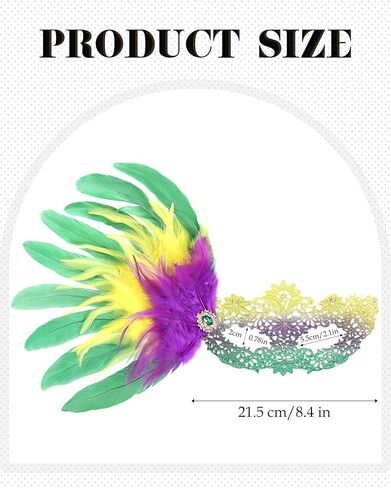 Mardi Gras Mask with Feathers - Venetian Masquerade Masks for Women Men Couples, Carnival Mask for Party in Saudi Arabia
