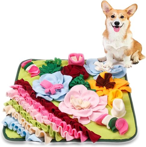 Alibuy Snuffle Mat Dogs Petty Feeding Mats Puppy Sniffing Pad، ألعاب ألغاز تفاعلية للقطط للكلاب الصغيرة والمتوسطة والكبيرة، تشجع مهارات البحث عن الطعام الطبيعية، والتدريب، والتخلص من التوتر (نمط العظم البني) in Kuwait