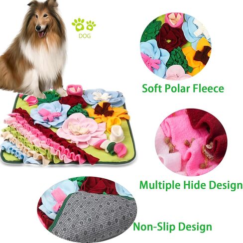 Alibuy Snuffle Mat Dogs Petty Feeding Mats Puppy Sniffing Pad، ألعاب ألغاز تفاعلية للقطط للكلاب الصغيرة والمتوسطة والكبيرة، تشجع مهارات البحث عن الطعام الطبيعية، والتدريب، والتخلص من التوتر (نمط العظم البني) in Kuwait
