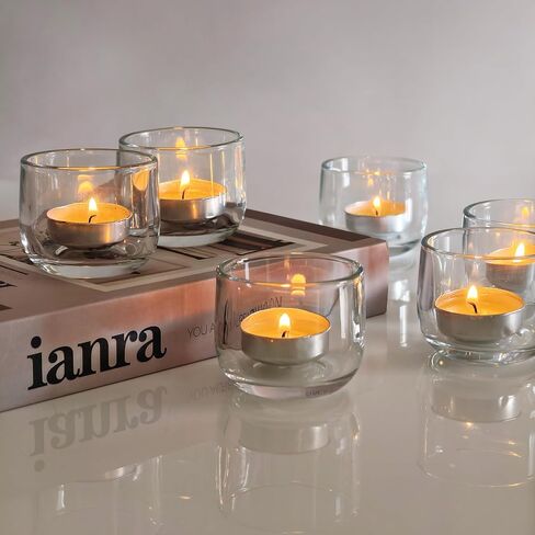 Glass Tealight Candle Holders 6 Set - Votive Candle Holder for Festival Wedding Propose Parties Holiday Table Centerpiece Shelf Decoration Fall Home Decor Blue in Saudi Arabia
