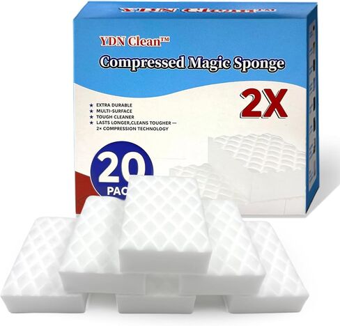 Magic Eraser Sponge 2X Density, Multi-Purpose Long Lasting Melamine Sponge, Water-Activated Cleaning Sponge Eraser for Kitchen, Bathroom, Wall, Shoes & Car, Extra Durable, Non-Scratch (10) in Kuwait