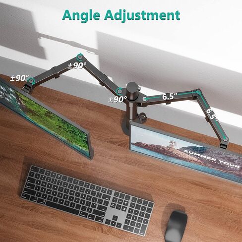 Free Standing Dual LCD Monitor Fully Adjustable Desk Mount Fits 2 Screens up to 27 inch, 22 lbs. Weight Capacity per Arm, with Grommet Base, Black in Saudi Arabia