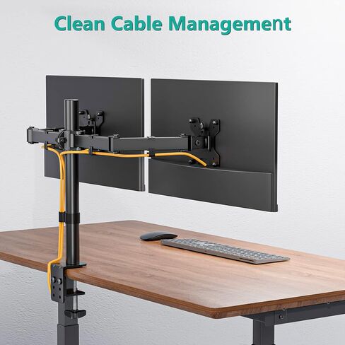 Free Standing Dual LCD Monitor Fully Adjustable Desk Mount Fits 2 Screens up to 27 inch, 22 lbs. Weight Capacity per Arm, with Grommet Base, Black in Saudi Arabia