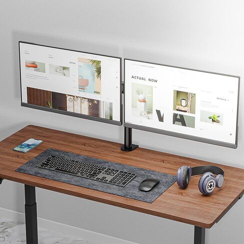 Free Standing Dual LCD Monitor Fully Adjustable Desk Mount Fits 2 Screens up to 27 inch, 22 lbs. Weight Capacity per Arm, with Grommet Base, Black in Saudi Arabia