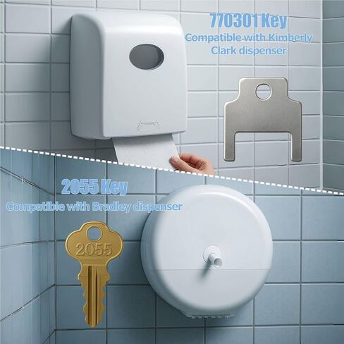 6 Pcs Universal Paper Towel Dispenser Key Set – Compatible with San Jamar, Bobrick, Kimberly Clark, Georgia Pacific, ASI, Commercial Restroom & Janitor Supply Replacement Keys in Kuwait