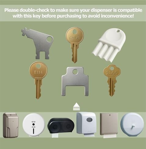 6 Pcs Universal Paper Towel Dispenser Key Set – Compatible with San Jamar, Bobrick, Kimberly Clark, Georgia Pacific, ASI, Commercial Restroom & Janitor Supply Replacement Keys in Kuwait