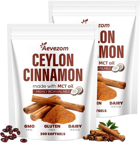 Ceylon Cinnamon Softgels with MCT Oil | Soft Gel 7200mg | Herbal Extract | Non-GMO, Gluten Free | 300 Softgels (1) in Saudi Arabia
