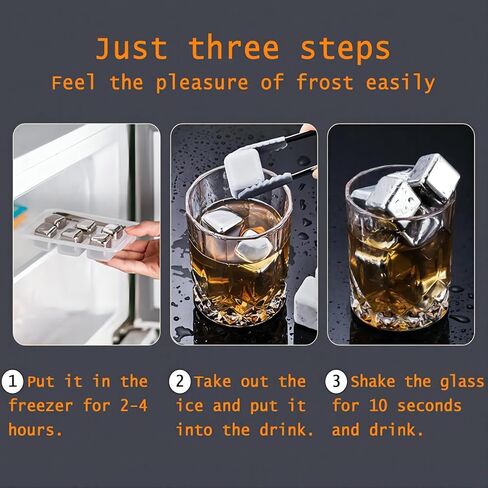 GREATLINK Whiskey Stones Gifts Set,6 Pack Stainless Steel Whiskey Chilling Rocks, Reusable Metal Ice Cubes for Drinks Whiskey, Mens Stocking Stuffers for Christmas in Kuwait