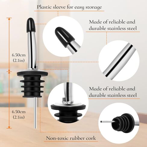 16 Oz Plastic Bottles with Pourer and Caps Plastic Juice Pour Bottles with Stainless Steel Bottle Pourer Tapered Spout for Liquor Juice Store Syrup Bottles Pourers (12 Sets) in Kuwait