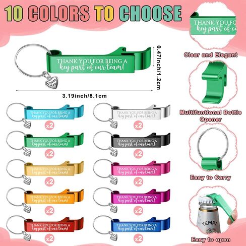 20 Sets Team Employees Appreciation Gifts Motivational Colored Bottle Opener Keychain Encouragement Cards Inspirational Gifts for Staff Coworker Staff Volunteer in Saudi Arabia