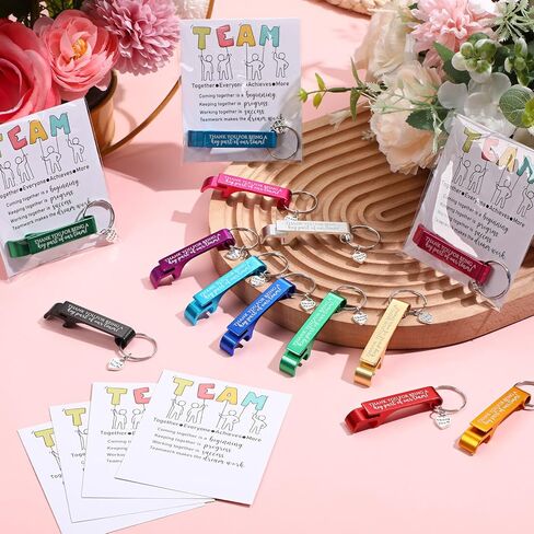 20 Sets Team Employees Appreciation Gifts Motivational Colored Bottle Opener Keychain Encouragement Cards Inspirational Gifts for Staff Coworker Staff Volunteer in Saudi Arabia